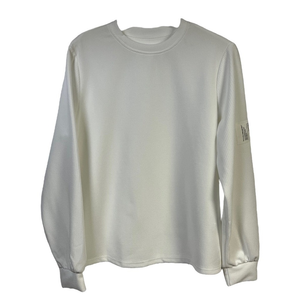 Dazy Pullover Sweatshirt‎ Size M White Minimalist Textured K-Fashion Cozy